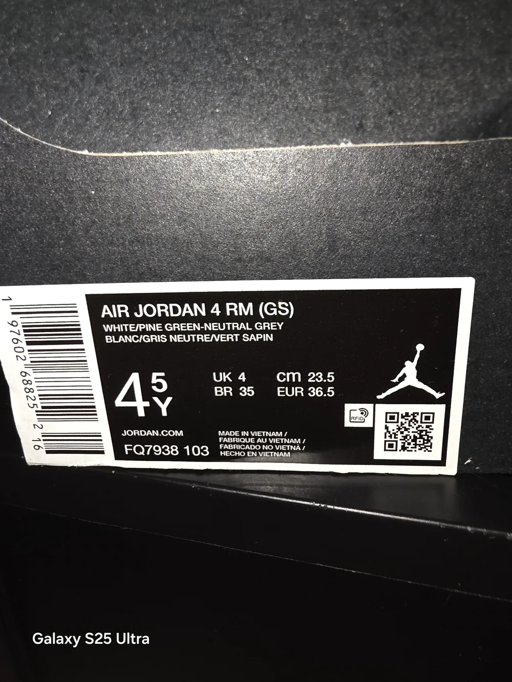 Air Jordan 4 RM. New In Box. Green, White & Grey. 4.5Y/6W